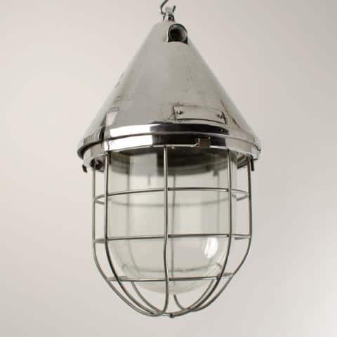 Conical Caged Pendant Light -Polished-