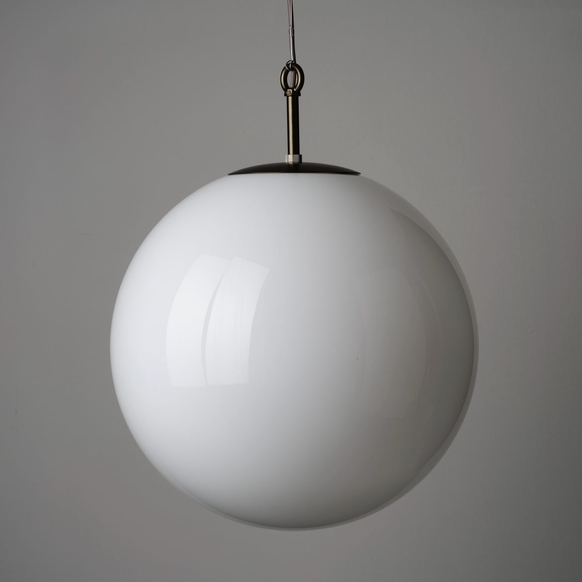Opaline Glass Globe Pendant Light 50cm - Bronze Finish