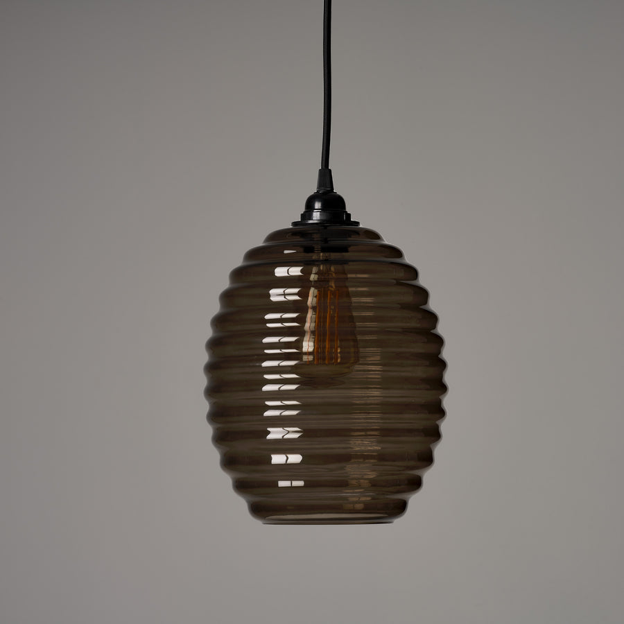 Smoked Glass Beehive Pendant Light