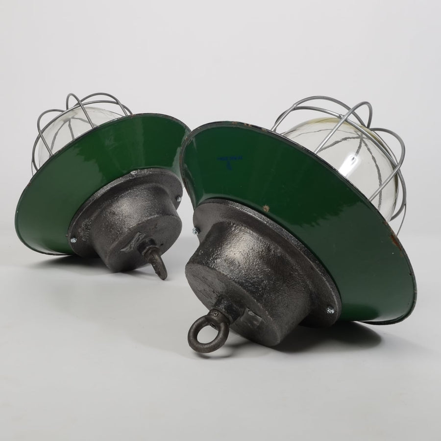 Early Polish Pendant Light With Green Shade