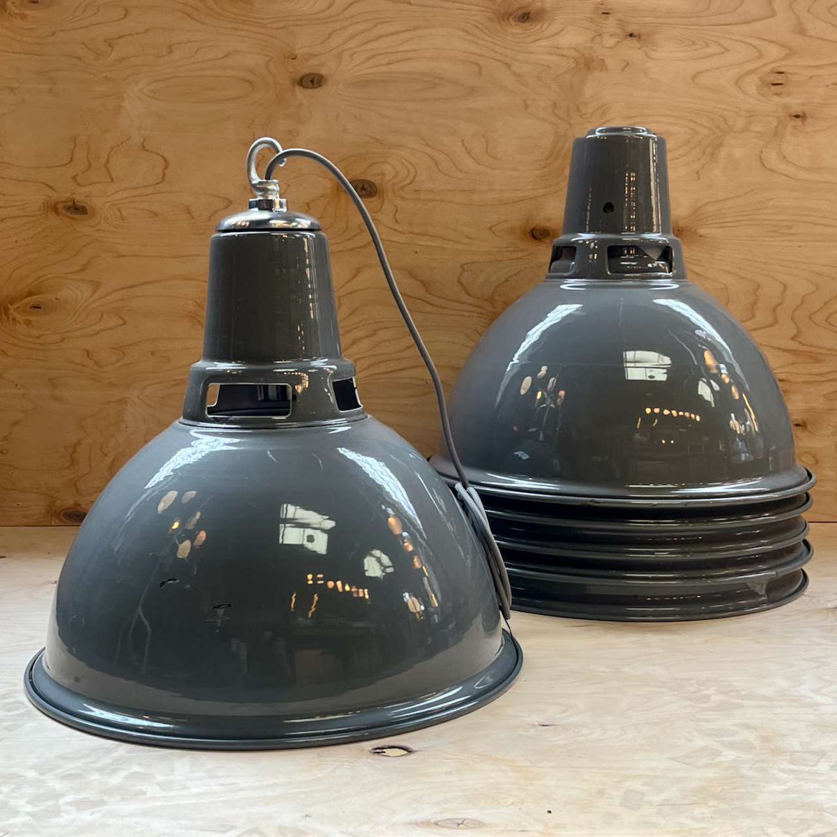 Dunlop Pendant Light -Grey Enamel- Seconds