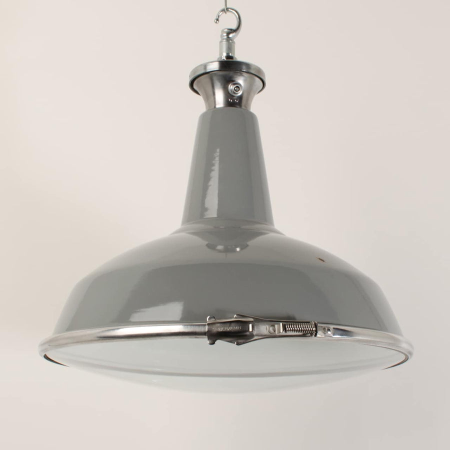 Grey enamelled MOD pendants with convex glass
