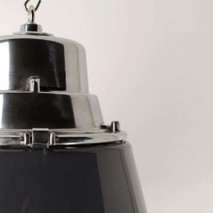 Grey Polish Pendant Light With Moulded Glass Well