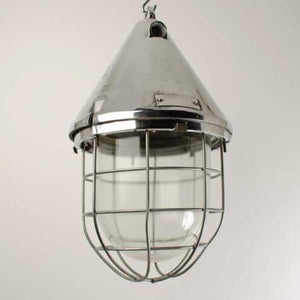 Conical Caged Pendant Light -Polished-