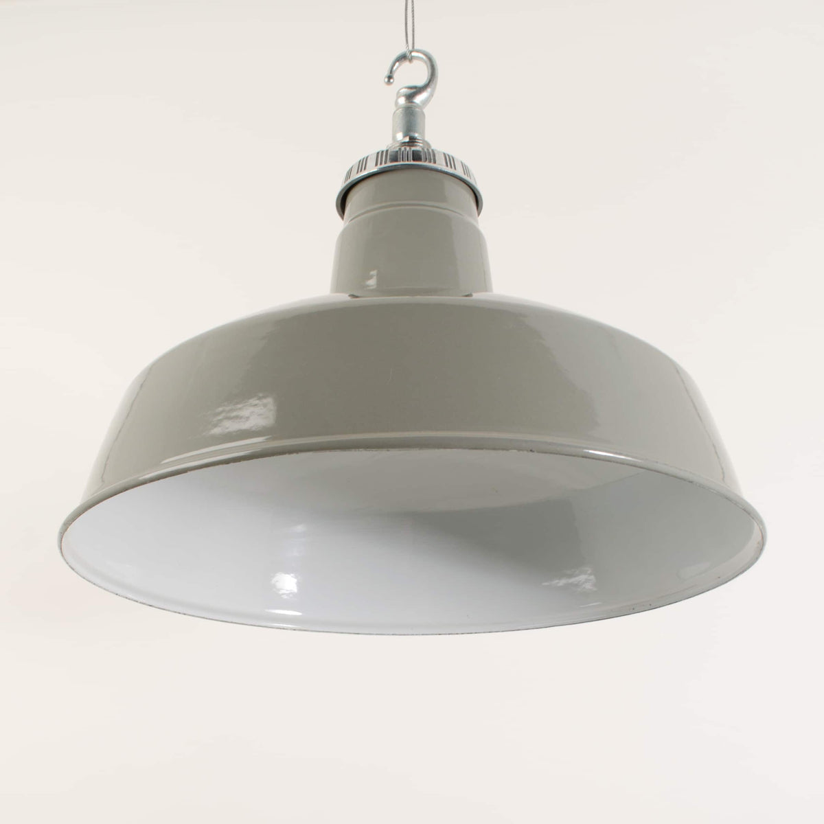 Grey enamelled industrial downlighters