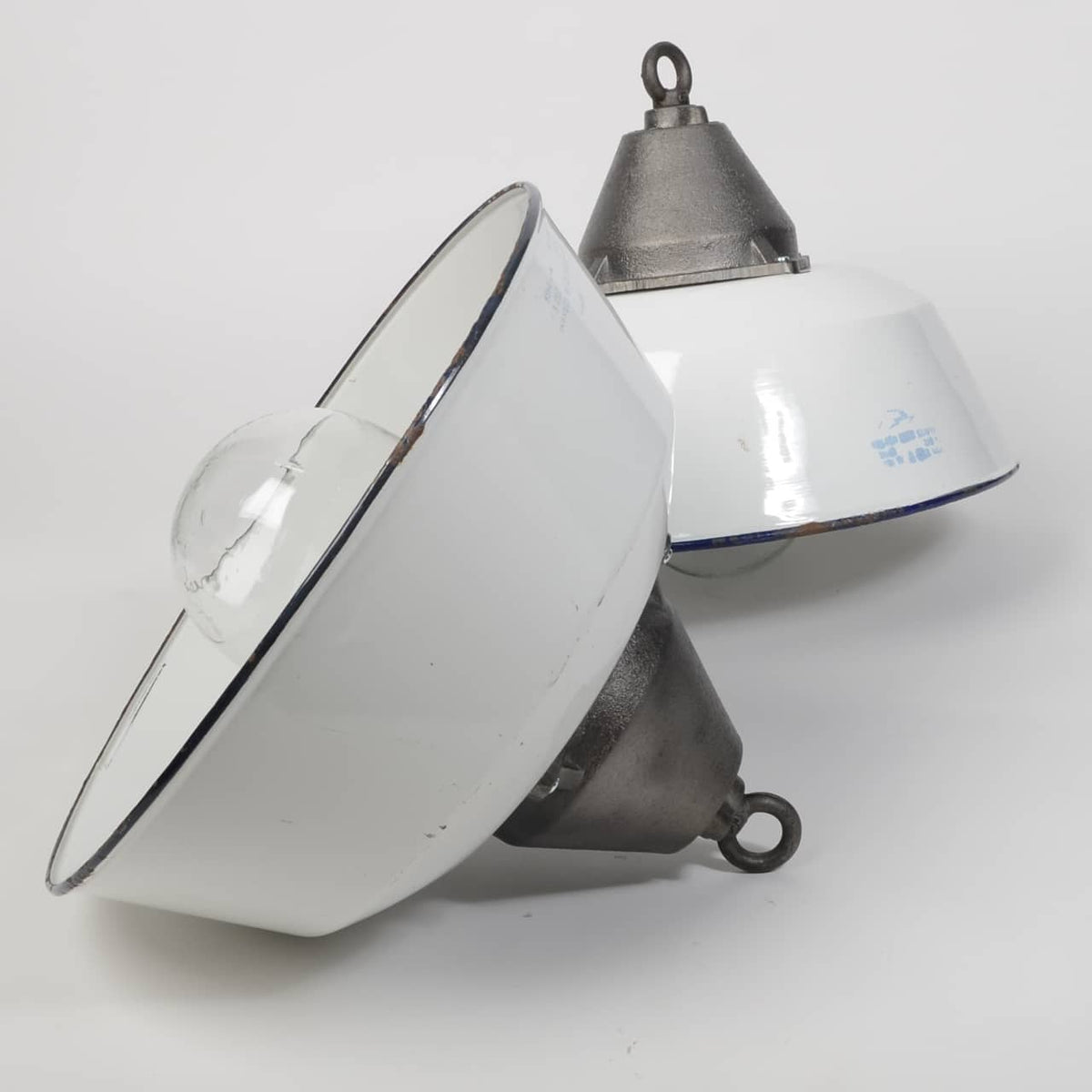 Vintage White Pendant Light With Glass