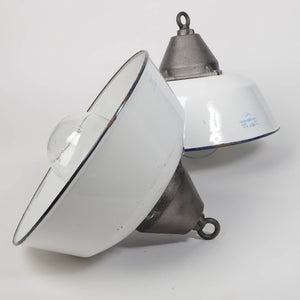 Vintage White Pendant Light With Glass
