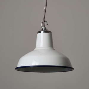 Classic Factory Pendant Light - Blue Rim Enamel