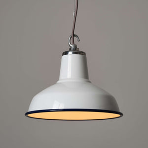 Classic Factory Pendant Light - Blue Rim Enamel