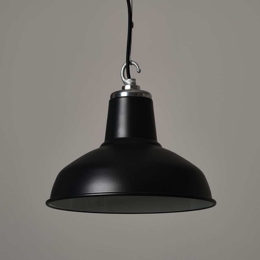 Classic Factory Pendant Light - Matt Black Enamel