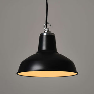 Classic Factory Pendant Light - Matt Black Enamel