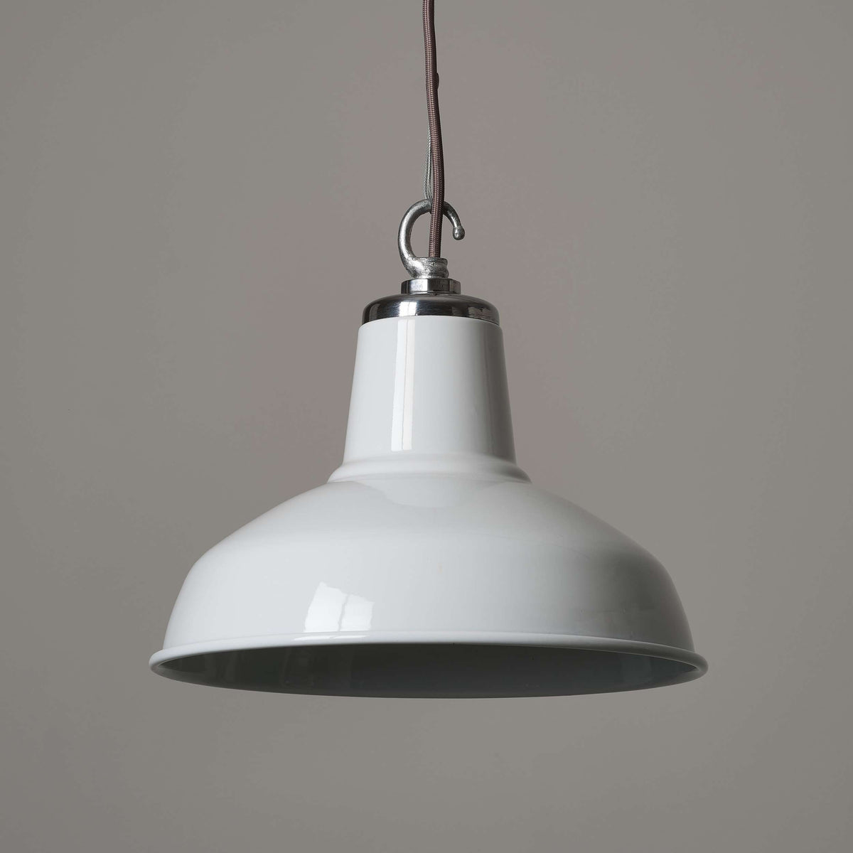 Classic Factory Pendant Light - White Enamel