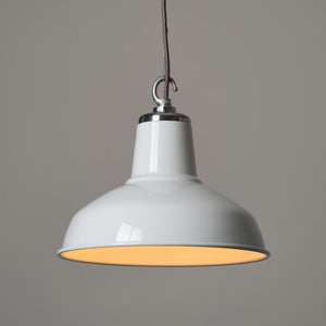 Classic Factory Pendant Light - White Enamel