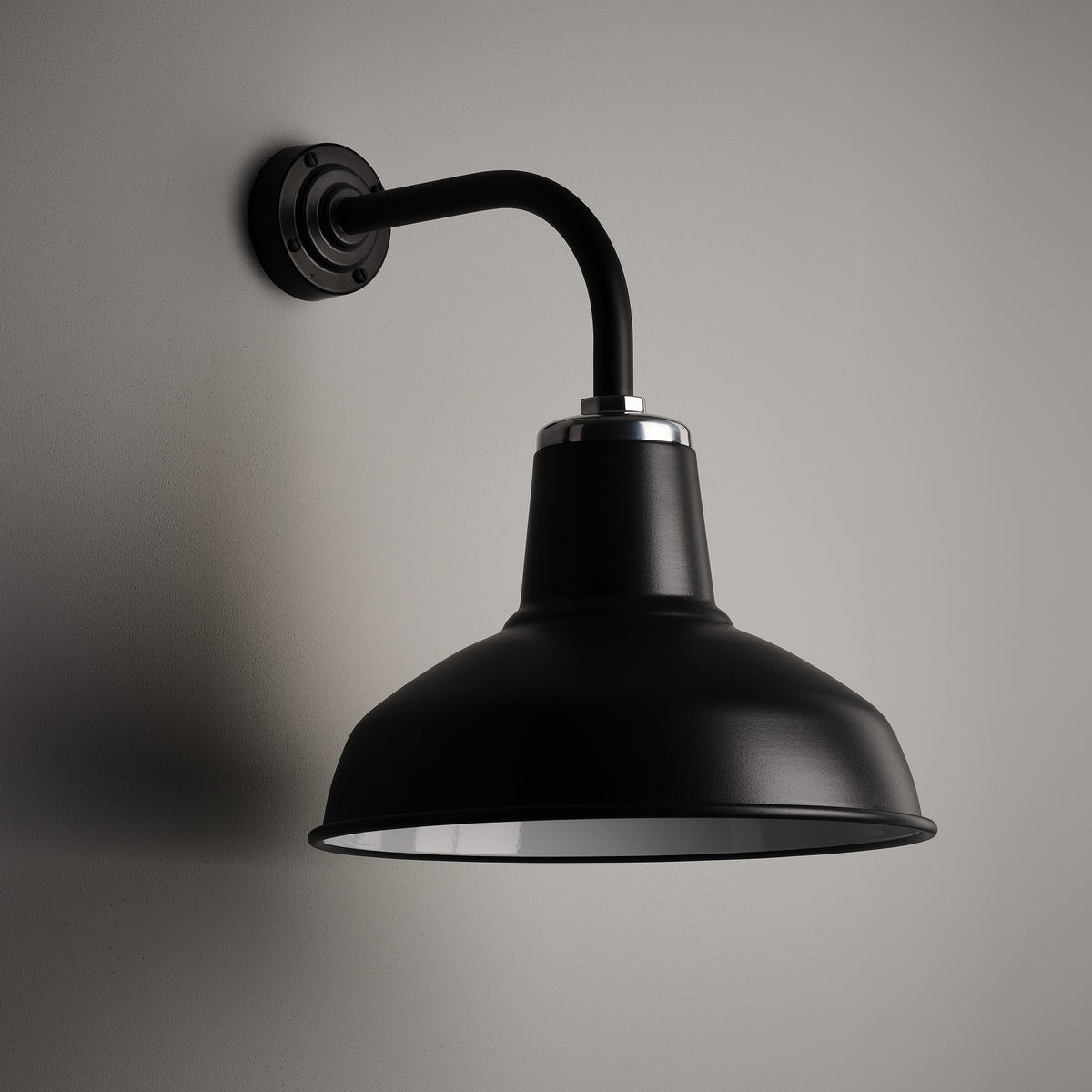 Classic Factory Wall Light - Matt Black Enamel