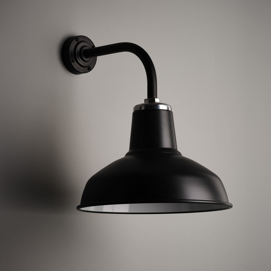 Classic Factory Wall Light - Matt Black Enamel