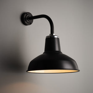 Classic Factory Wall Light - Matt Black Enamel