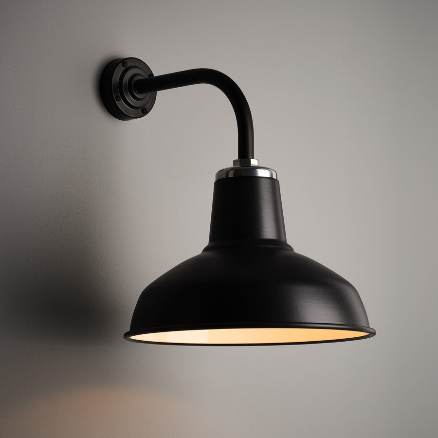 Classic Factory Wall Light - Matt Black Enamel