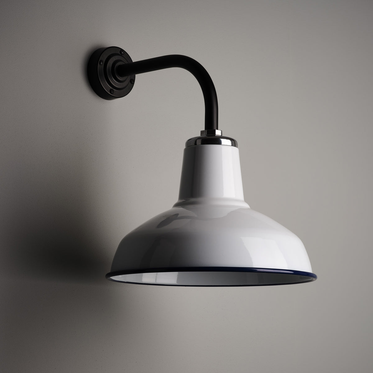 Classic Factory Wall Light - Blue Rim Enamel