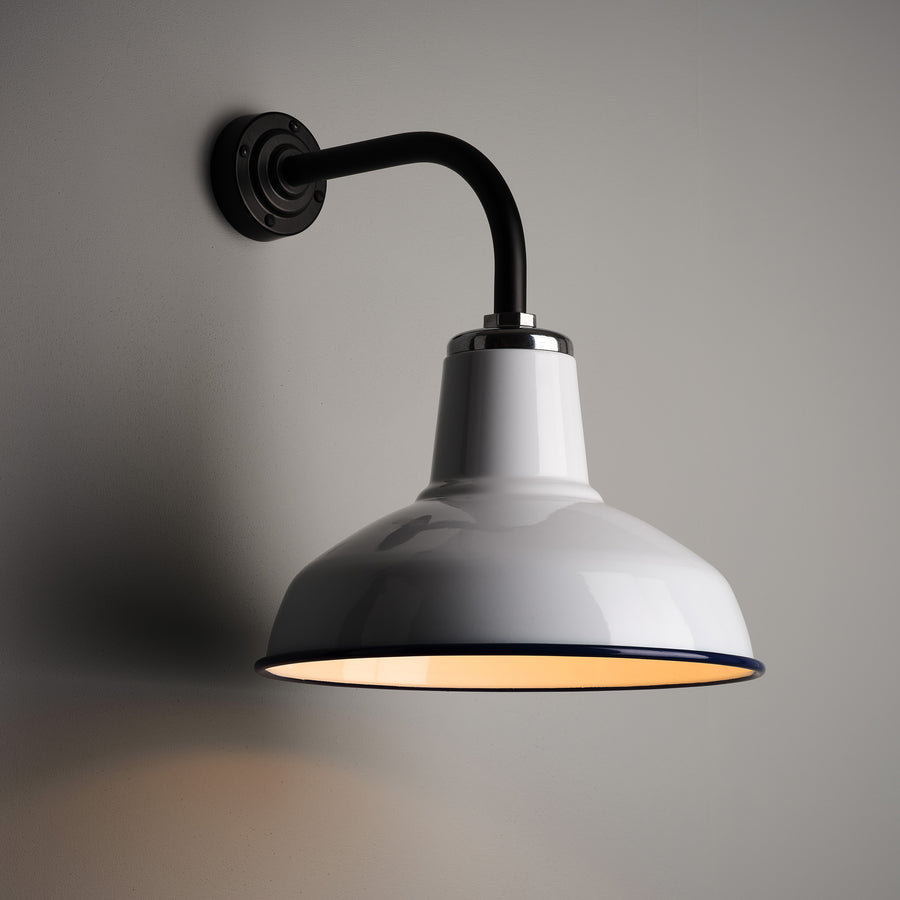 Classic Factory Wall Light - Blue Rim Enamel