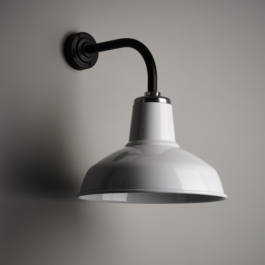 Classic Factory Wall Light - White Enamel