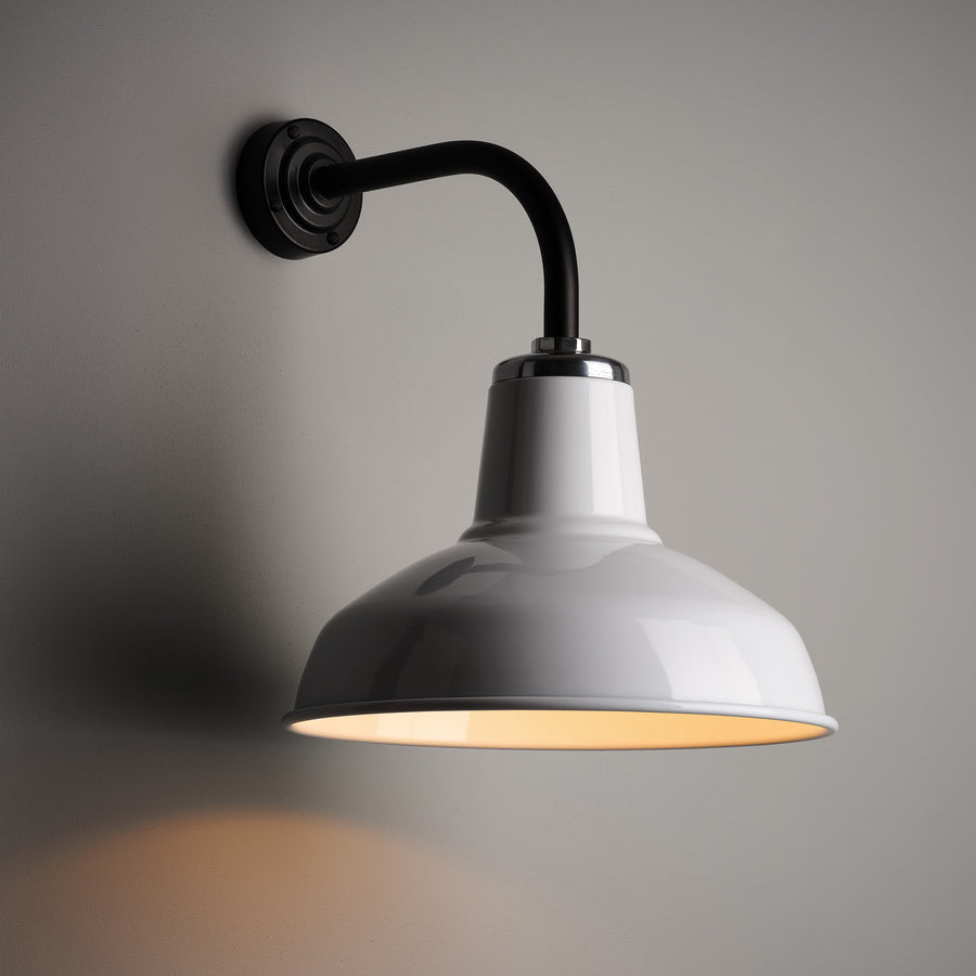 Classic Factory Wall Light - White Enamel
