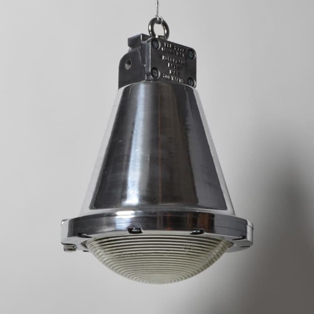 English Holophane conical pendants
