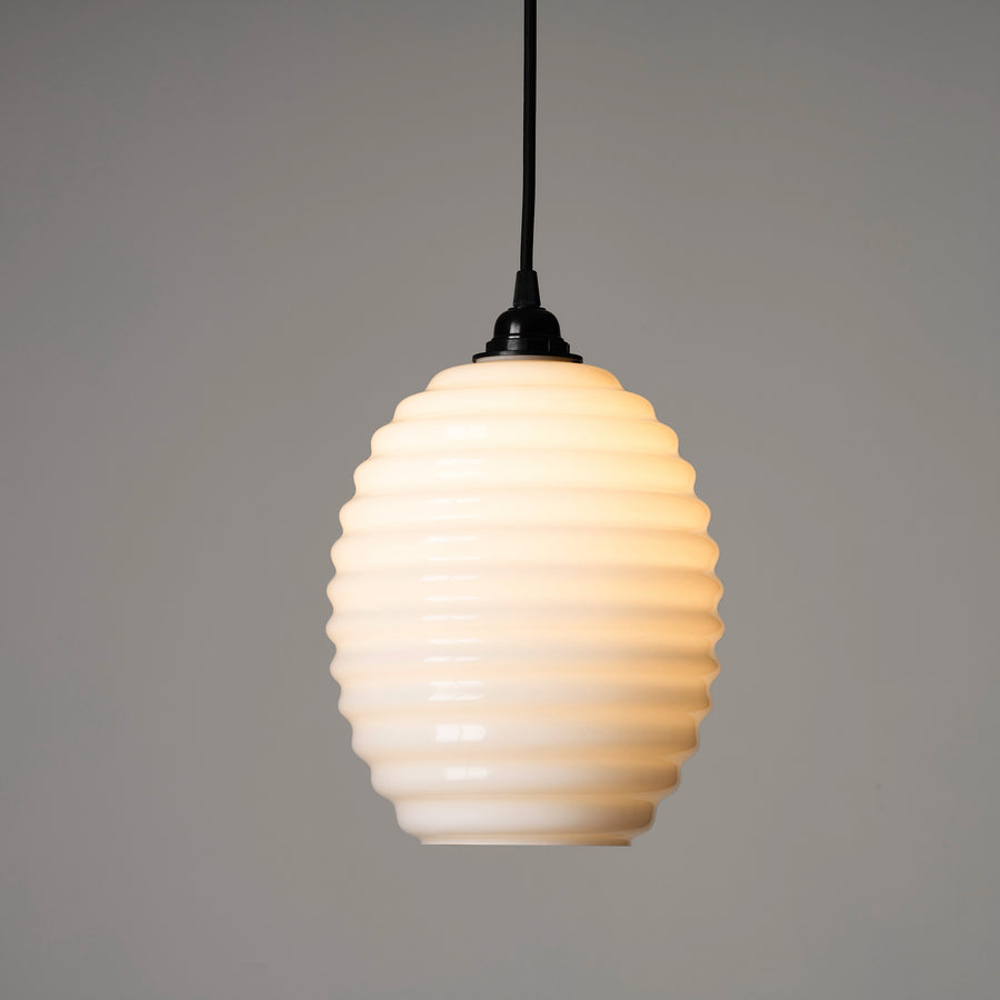 Opaline Glass Beehive Pendant Light