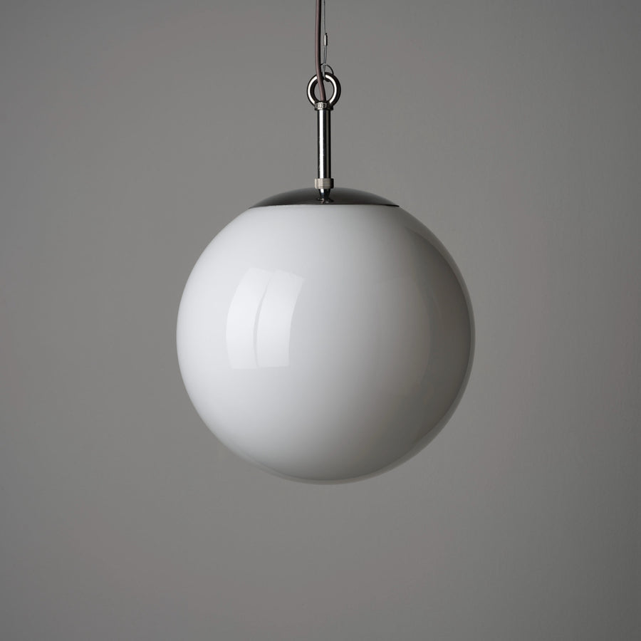 Opaline Glass Globe Pendant Light 35cm - Polished Finish
