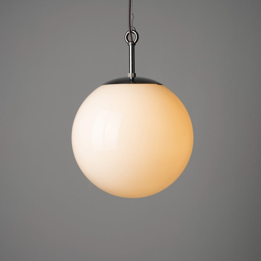 Opaline Glass Globe Pendant Light 35cm - Polished Finish