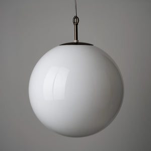 Opaline Glass Globe Pendant Light 50cm - Bronze Finish