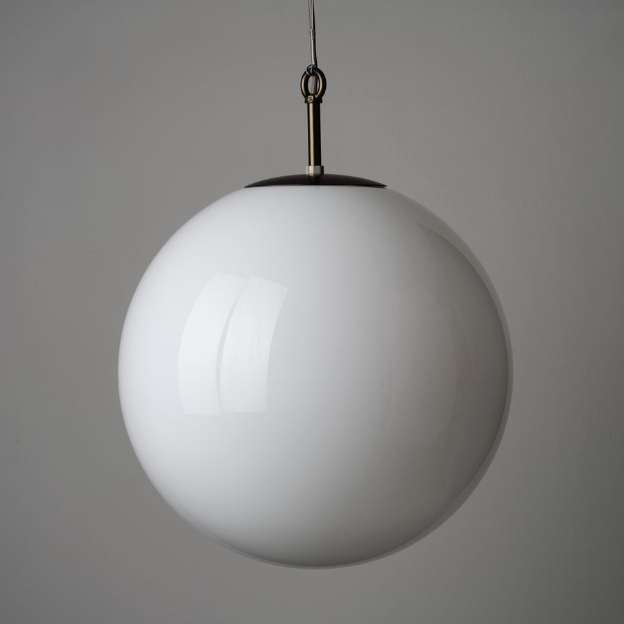 Opaline Glass Globe Pendant Light 50cm - Bronze Finish