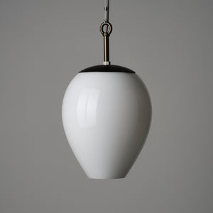Opaline Glass Tulip Pendant Light - Bronze Finish