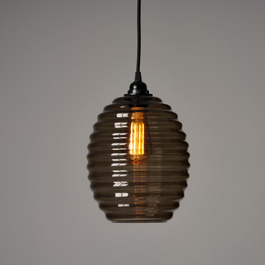 Smoked Glass Beehive Pendant Light