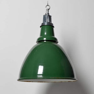 Domed green enamelled pendants