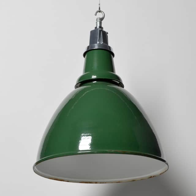 Domed green enamelled pendants