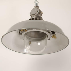 Cast-iron GEC pendants with grey shades