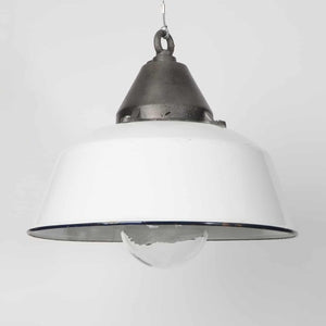 Vintage White Pendant Light With Glass