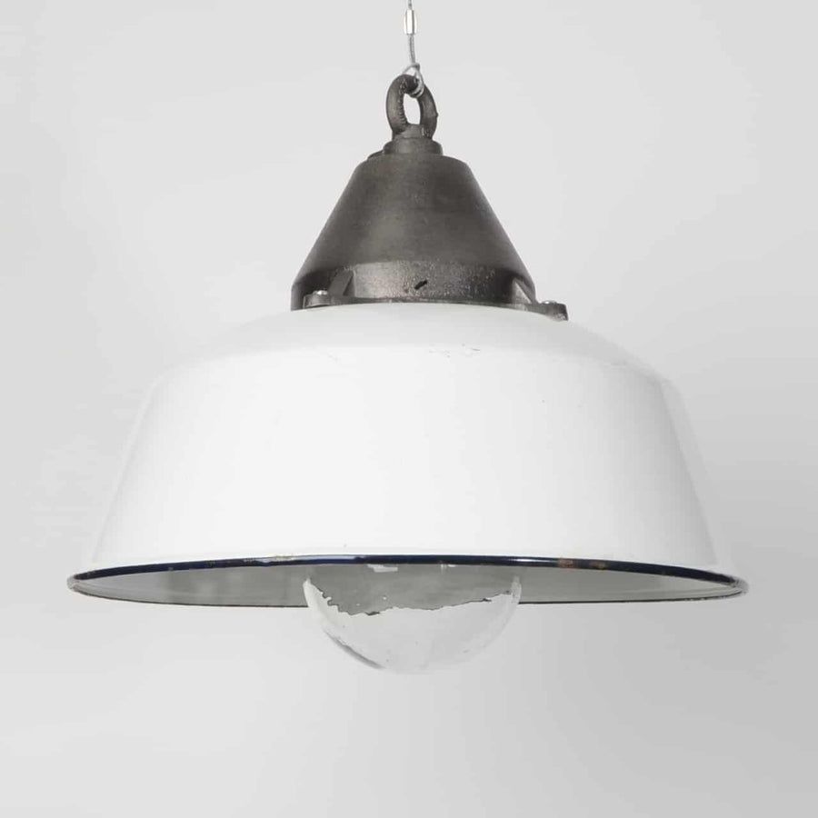 Vintage White Pendant Light With Glass