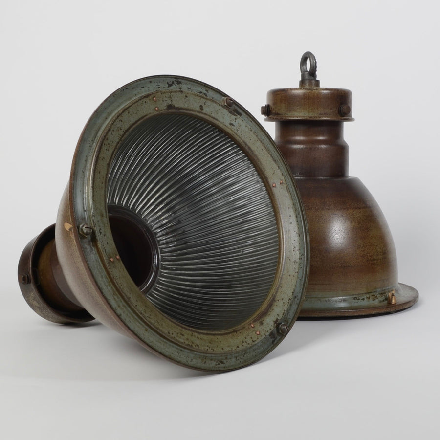 Antique Holophane Pendant Light -Deep Dome-