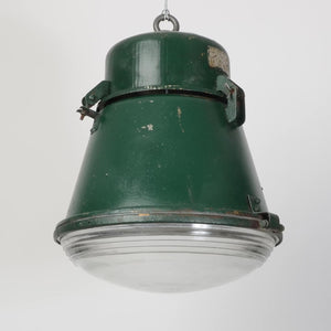 Communist pendant with ribbed glass -Original Green-