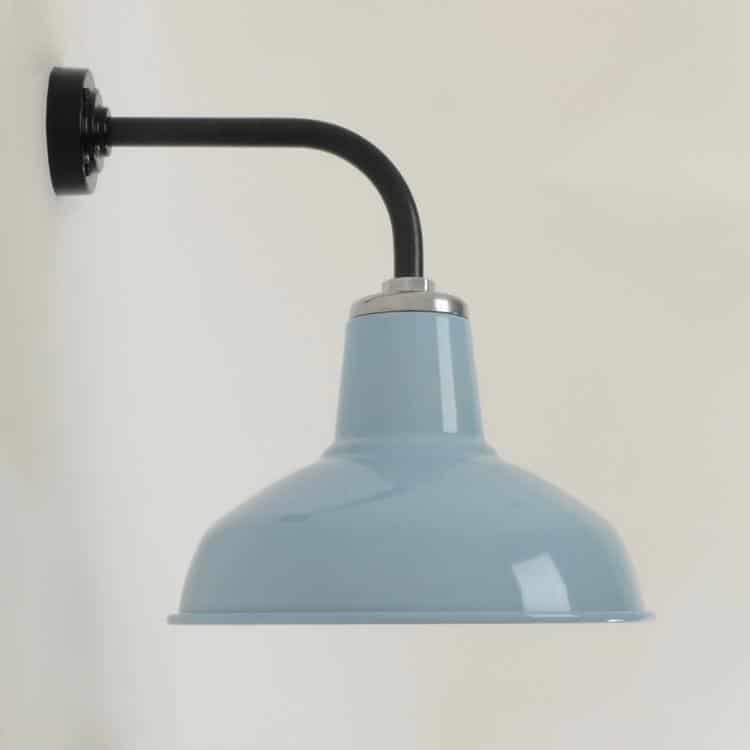 Classic Factory Wall Light - Pastel Blue Enamel