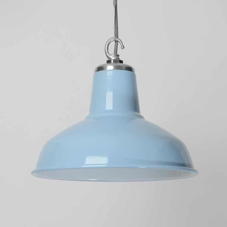 Classic Factory Pendant Light - Pastel Blue Enamel