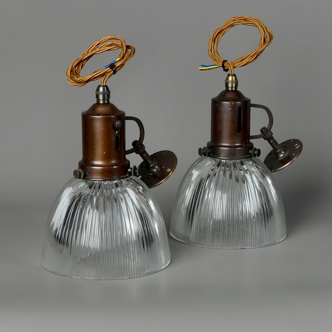 Pair of Antique Holophane Wall Lights