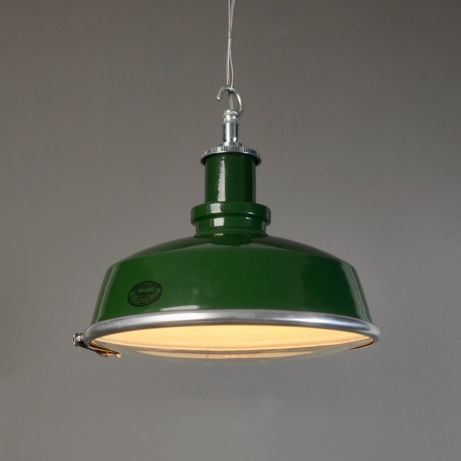 Vintage Green Maxlume Pendants with Convex Glass